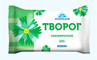 Творог "Добрыня" обезжиренный 200гр 10091