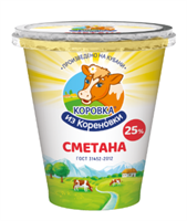 Сметана "Коровка из Кореновки" ст 25% 300гр 10096